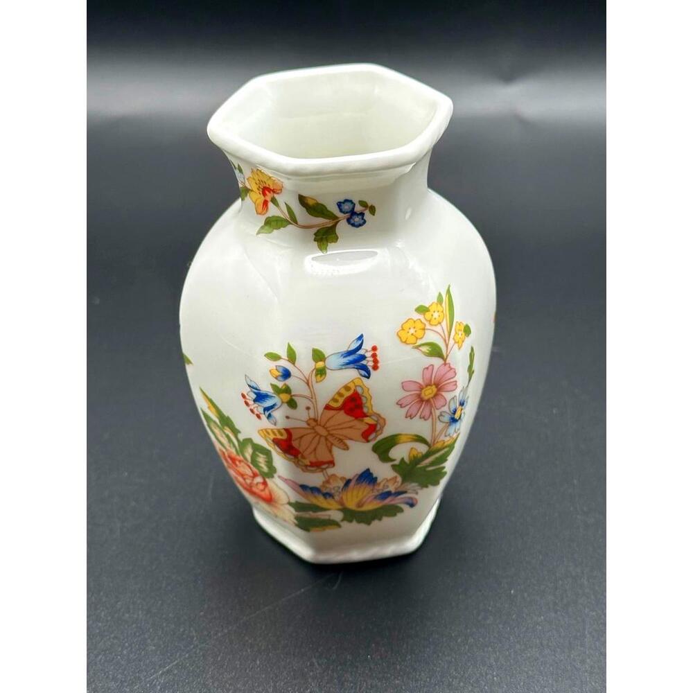 Vintage Aynsley Hand-Painted Floral Porcelain Vase English Fine China